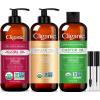 imageCliganic Organic Bulk Carrier Oil Trio  Jojoba Argan ampamp Castor 16oz each
