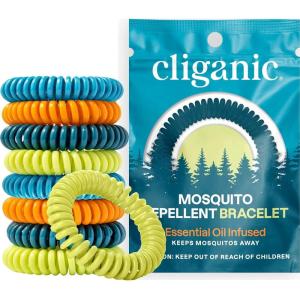 imageCliganic 10 Pack Mosquito Repellent Bracelets for Adults ampamp Kids  Natural DEETFree Bands Individually Wrapped10 Count Pack of 1