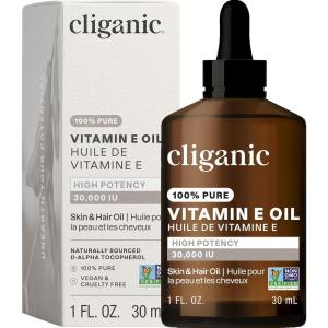 imageCliganic 100 Pure Vitamin E Oil for Skin Hair ampamp Face  30000 IU NonGMO Verified  Natural DAlpha Tocopherol Packaging May Vary1 Fl Oz Pack of 1