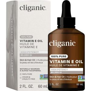 imageCliganic 100 Pure Vitamin E Oil for Skin Hair ampamp Face  30000 IU NonGMO Verified  Natural DAlpha Tocopherol Packaging May Vary2 Fl Oz Pack of 1