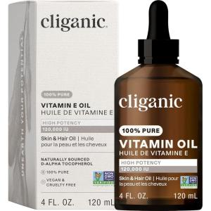 imageCliganic 100 Pure Vitamin E Oil for Skin Hair ampamp Face  30000 IU NonGMO Verified  Natural DAlpha Tocopherol Packaging May Vary4 Fl Oz Pack of 1