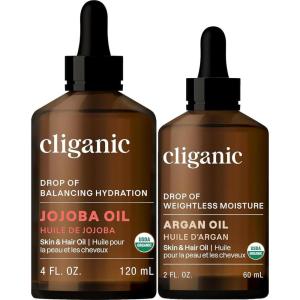 imageCliganic Carrier Oils Duo Organic Jojoba Oil and Organic Argan Oil