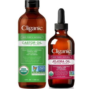 imageCliganic Carrier Oils Duo Organic Jojoba Oil and Organic Castor Oil