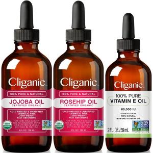 imageCliganic Face Oil Trio Jojoba Rosehip ampamp Vitamin E Oil