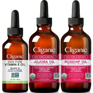 imageCliganic Face Oil Trio Vitamin E Jojoba Rosehip Oil
