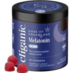 imageCliganic Melatonin Gummies 10 mg 120Day Supply  Adult Sleep Aid Berry Flavor Vegan NonGMO Kosher GlutenFree Supplement Helps Regulate Circadian Rhythm ampamp Promotes Peaceful Nights60 Count Pack of 1