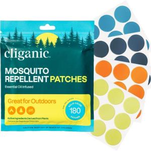 imageCliganic Mosquito Repellent Stickers 90 Pack  Patches for Kids ampamp Adults Natural DEETFree Citronella Essential Oil Infused180 Count Pack of 1