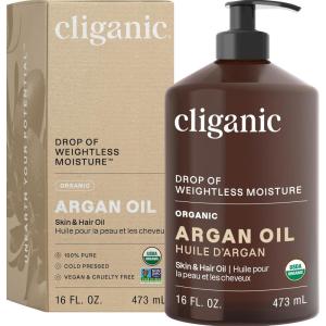 imageCliganic Organic Argan Oil 100 Pure  for Hair Face ampamp Skin  Cold Pressed Carrier Oil Packaging May Vary16 Fl Oz Pack of 1