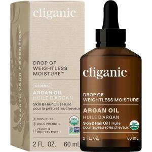 imageCliganic Organic Argan Oil 100 Pure  for Hair Face ampamp Skin  Cold Pressed Carrier Oil Packaging May Vary2 Fl Oz Pack of 1