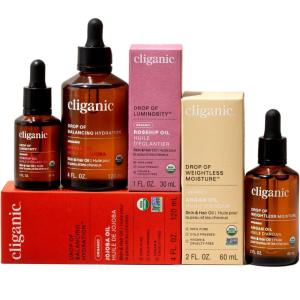 imageCliganic Organic Natures Glow Oils Trio Jojoba Argan ampamp Rosehip  For Face Hair ampamp Body