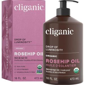 imageCliganic Organic Rosehip Seed Oil for Face 100 Pure  Natural Cold Pressed Unrefined NonGMO  Carrier Oil for Skin Hair ampamp Nails Packaging May Vary16 Fl Oz Pack of 1