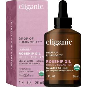 imageCliganic Organic Rosehip Seed Oil for Face 100 Pure  Natural Cold Pressed Unrefined NonGMO  Carrier Oil for Skin Hair ampamp Nails Packaging May Vary1 Fl Oz Pack of 1
