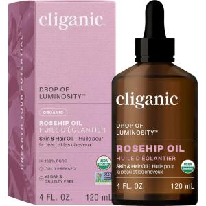 imageCliganic Organic Rosehip Seed Oil for Face 100 Pure  Natural Cold Pressed Unrefined NonGMO  Carrier Oil for Skin Hair ampamp Nails Packaging May Vary4 Fl Oz Pack of 1