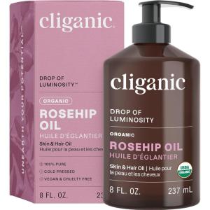imageCliganic Organic Rosehip Seed Oil for Face 100 Pure  Natural Cold Pressed Unrefined NonGMO  Carrier Oil for Skin Hair ampamp Nails Packaging May Vary8 Fl Oz Pack of 1