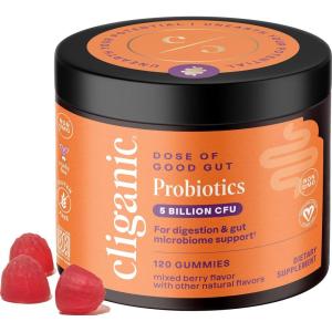 imageCliganic Probiotics Gummies for Women ampamp Men Promotes Digestive Gut Health 5 Billion CFU 60Day Supply  GlutenFree Kosher Vegan NonGMO Microbiome Balance Berry Flavor120 Count Pack of 1