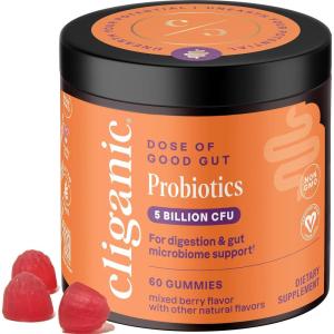 imageCliganic Probiotics Gummies for Women ampamp Men Promotes Digestive Gut Health 5 Billion CFU 60Day Supply  GlutenFree Kosher Vegan NonGMO Microbiome Balance Berry Flavor60 Count Pack of 1