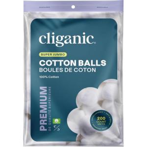 imageCliganic Super Jumbo Cotton Balls 200 Count  Hypoallergenic Absorbent Large Size 100 Pure Packaging May Vary200 Count Pack of 1