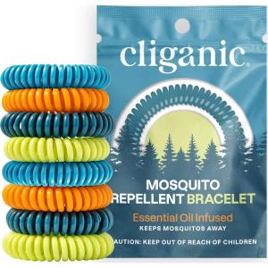 imageCliganic 20 Pack Mosquito Repellent Bracelets for Adults ampamp Kids  Natural DEETFree Bands Individually Wrapped