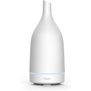 imageCliganic Ceramic Aromatherapy Diffuser for Essential Oils White  7 Color Lights Cool Mist Auto Shut Off for Home ampamp OfficeWhite