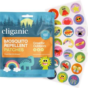 imageCliganic Mosquito Repellent Stickers 90 Pack  Positive Vibes Patches for Kids Natural DEETFree Essential Oil Infused180 Count Pack of 1