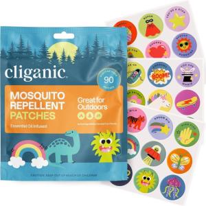 imageCliganic Mosquito Repellent Stickers 90 Pack  Positive Vibes Patches for Kids Natural DEETFree Essential Oil Infused90 Count Pack of 1