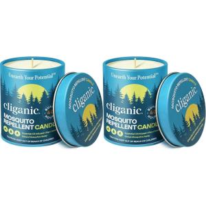 imageCliganic Natural Mosquito Repellent Candle 9oz Pack of 2  Citronella DEET Free Essential Oil Infused for Outdoor Camping  Burns 40 HoursPack of 2
