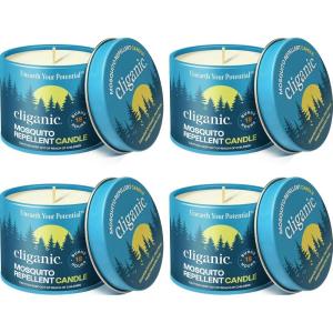 imageCliganic Natural Mosquito Repellent Candle Pack of 2  Citronella DEET Free Essential Oil Infused for Outdoor Camping  Burns 18 HoursPack of 4
