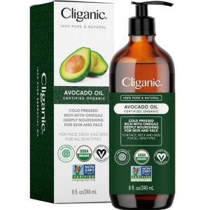 imageCliganic Organic Avocado Oil 100 Pure 8oz  for Skin ampamp Hair Nourishing Carrier Oil for Face ampamp Body