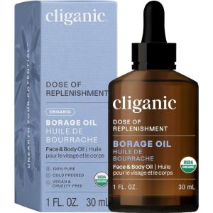 imageCliganic Organic Borage Seed Oil for Face 100 Pure 1oz  Natural NonGMO Cold Pressed Packaging May Vary