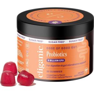 imageCliganic SugarFree Probiotics Gummies for Men ampamp Women 5 Billion CFU 30Day Supply  Berry Flavor Vegan NonGMO Kosher GlutenFree Promotes Digestive Health Balances Gut Microbiome30 Count Pack of 1