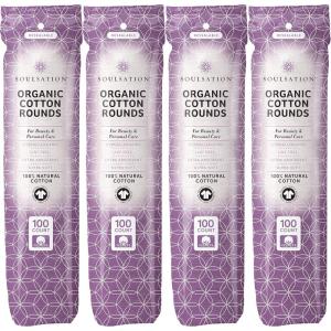 imageOrganic Cotton Rounds 400 Count  Makeup Remover Pads for Face LintFree100 Count Pack of 4