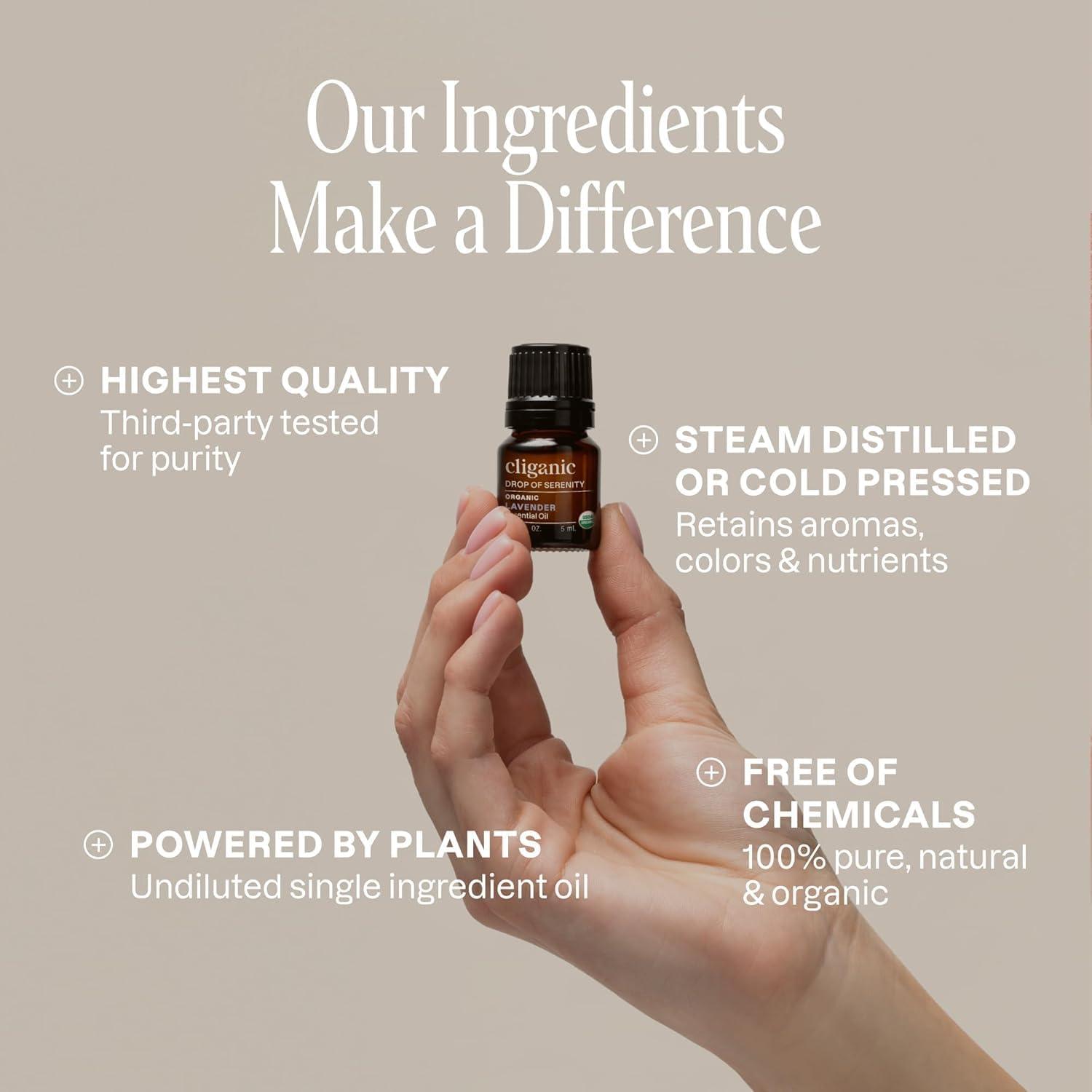 imageCliganic Organic Tea Tree Essential Oil  100 Pure ampamp Natural Essential Oil USDA Certified NonGMO Verified Vegan ampamp CrueltyFree  for Aromatherapy Diffuser Skin Hair ampamp NailsLavender