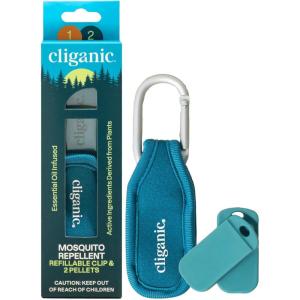image:imageCliganic Mosquito Repellent Pack 2 Clips  4 Refill Pellets  Natural DEETFree Essential Oil Infused1 Count Pack of 1