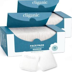 image:imageCliganic Extra Large Face Pads 100 Count  Soft Extra Absorbent Ultra Durable Hypoallergenic For Makeup Nail Polish amp Daily Buildup Removal Toner amp Cleanser Application Dual Sided amp LintFree100 Count Pack of 2