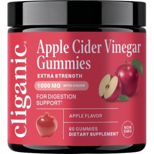image:imageCliganic Apple Cider Vinegar  Ginger Gummies  1000 mg per Serving Apple Flavor ACV Supplement for Women amp Men NonGMO Supports Digestion Detox amp Healthy Metabolism 120 Count1 Count Pack of 60