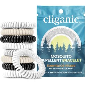 image:imageCliganic 40 Pack Mosquito Repellent Bracelets for Adults amp Kids Neutral Colors  Natural DEETFree Bands Individually Wrapped1 Count Pack of 20