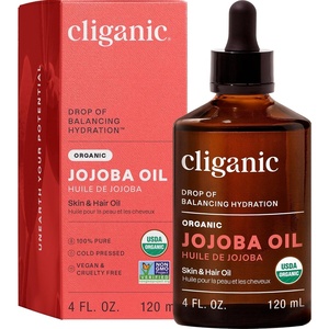 image:imageCliganic Organic Jojoba Oil 100 Pure 8oz  Moisturizing for Face Hair Skin amp Nails  Natural Cold Pressed Hexane Free  Base Carrier Oil4 Fl Oz Pack of 1