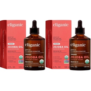 image:imageCliganic Organic Jojoba Oil 100 Pure 8oz  Moisturizing for Face Hair Skin amp Nails  Natural Cold Pressed Hexane Free  Base Carrier Oil4 Fl Oz Pack of 2