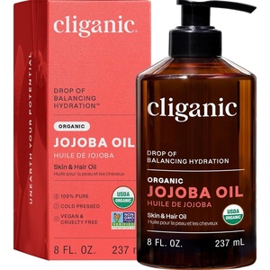 image:imageCliganic Organic Jojoba Oil 100 Pure 8oz  Moisturizing for Face Hair Skin amp Nails  Natural Cold Pressed Hexane Free  Base Carrier Oil8 Fl Oz Pack of 1