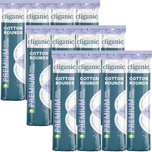 image:imageCliganic Premium Cotton Rounds for Face Bulk 1200 Count Makeup Remover Pads Hypoallergenic LintFree  100 Pure Cotton100 Count Pack of 12